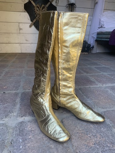 1960s gold leather - leather, 1/2
