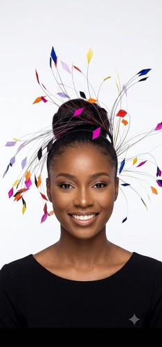 Colourful feather pony bun - feather,