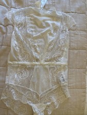 M&S autograph Cream Lace Bodysuit Size Uk 8 Lace Lingerie