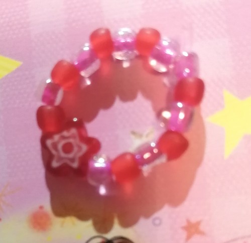 Pink red glass millefiori - red,