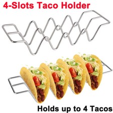 1/2PCS Stianless Steel 4-Slots Taco Holder Kitchen Food Storage Stand Racks NEW