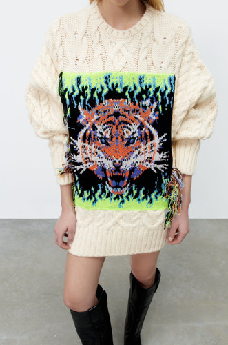 Zara oversized tiger jacquard - zara,