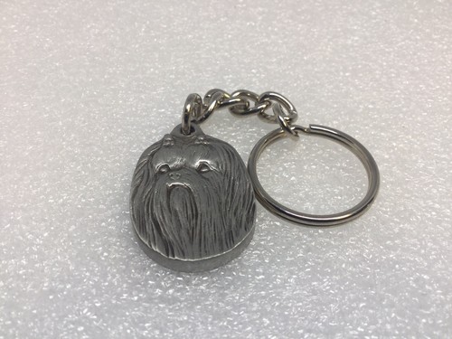 Maltese doggie pewter keychain - pewter,