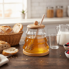 Transparent Glass Honey Jar