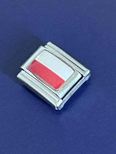 Silver charm poland flag - silver,