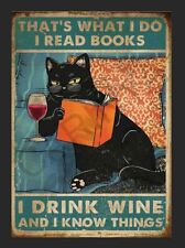 Cat And Wine Sign Retro Metal Wall Plaque Wine Sign Cat Sign Retro Vintage Tin