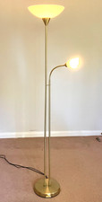 Floor Lamp Mother and Child Brushed Brass Uplighter, Adjustable Reading Light