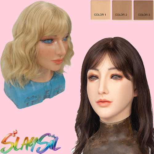 Realistic silicone female face - silicone,