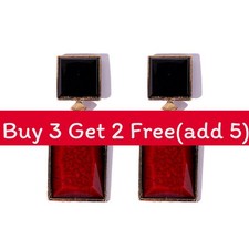 Vintage Geometric Resin Earrings With Rhinestones For Women Retro Festival