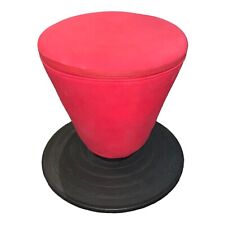 Ikea Vintage Red Pointed Padded Swivel Stool 21136 Black Rubber Base H41cm W37cm