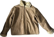 Tan leather jacket With Nylon