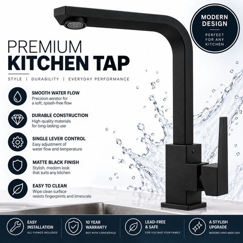 Kitchen sink mixer taps - taps, black