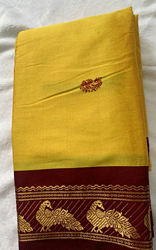 Mustard yellow silk cotton - silk,
