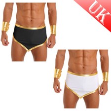 UK Men Ancient Roman Gladiator Costume Fancy Dress Skirt with Cuffs Funny Outfit