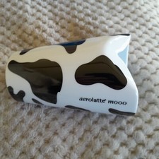 Rare Aerolatte Ceramic Moo Milk Mug Cow Print Black White Cup Tumbler