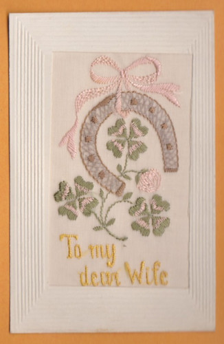 Embroidered silk postcard - embroidered,