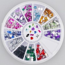 300pc Rhinestone 3D Nail Art Fashion Diamante Glitter Gem Multi Colour Shapes