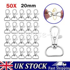 50 PCS Lobster Swivel Clasp D Ring Key Ring Keychain Lanyard Finding Silver Tone