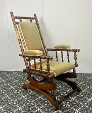 Antique Edwardian American Upholstered Rocking Chair, Living Room Decor