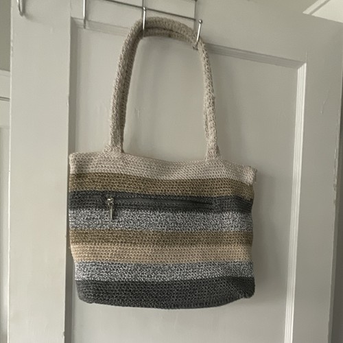 Striped tote bag - bag, zip