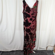 Joseph Ribkoff Silk Velvet Devore Bias Asymmetric Hem Maxi Dress Cowl 14 16