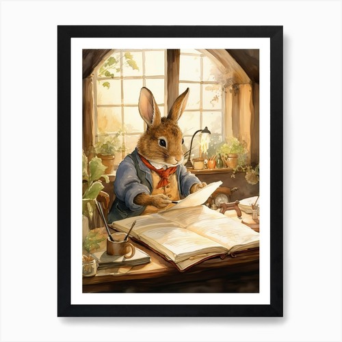 Bunny writing rabbit prints - rabbit,
