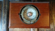 ANTIQUE LARGE GIMBALLED MARINE BINNACLE COMPASS SET WITHIN CARVED ORIENTAL TABLE