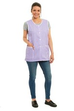 Ladies Elaine Check Checked Tabard Cleaning Work Overall Apron (lot) All Sizes