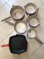 Le CREUSET 3 piece saucepan set PLUS griddle pan , 2 pans free