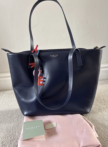 Radley large navy leather tote - radley,
