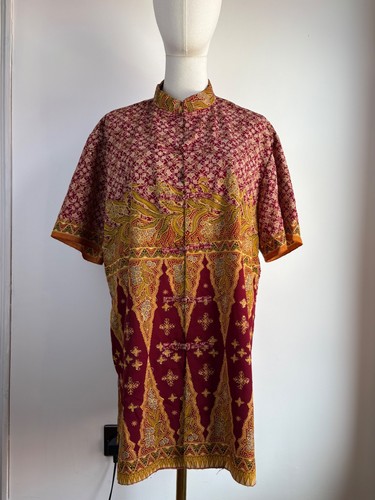 Vtg batik shirt jacket red - vtg,