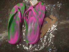 AUSSIE SOULS SOLES FLIP-FLOPS , 39 (8),   PINK & GREEN flip flop