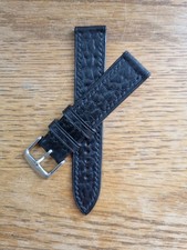 Horween Bison leather (black) 19mm watch strap Handmade in UK