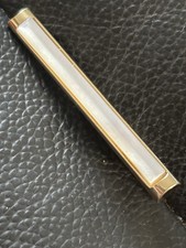 Large Gold Tone Mother of Pearl Inlay Tie Clip Slide Vintage Stratton imitation