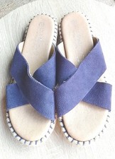 LOLA GONZALEZ SIZE 6 BLUE SUEDE SLIDERS ESPADRILLES.   G2/04101125B2/15