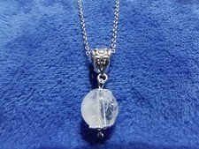 Meihan Azeztulite Pendant Stainless Steel Necklace - 19" Long