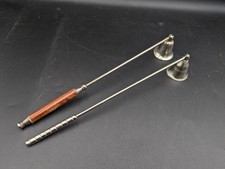 2x Vintage Bell Candle Snuffers - Steel & Wood