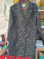 Vtg Nicole Farhi Blue Leopard Print Coat