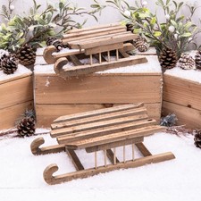 Christmas Wooden Sledge Santa