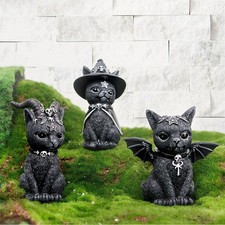 Black Mysterious Cute Gothic Cat Witches Ornament Decor