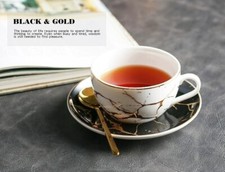 2 X Gold Marble Pattern tea coffee cup and saucer set with gift box