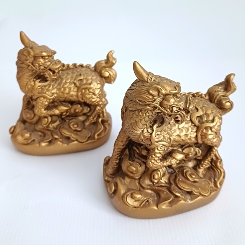Pair gold coloured - qilin, /