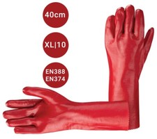 Red PVC Rubber Work Gloves 16"