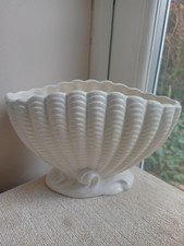 Vintage Sylvac Ware No 513 Footed White Clam Shell Mantel Vase Art Deco 24cm 