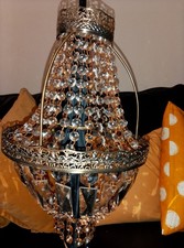 Vintage Clear Crystal Glass Drop Chandelier Pendant Light