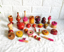 Antique Original Wooden Colorful Lacquered Utensil Toy Set Kids Props 25Pc WN679