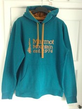 MARMOT unisex HOODIE SWEATSHIRT TEAL & MUSTARD SIZE S