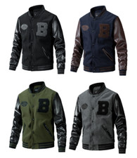 Men's Premium Classic Snap Button Vintage Baseball Letterman Varsity Jacket UK
