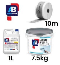 7.5m² Aqua Build Seal Shower Wet Room System Waterproof Tanking Kit 10m tape