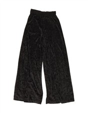 VINTAGE Womens Flare High Waist Casual Trousers UK 12 Medium  Black BK06